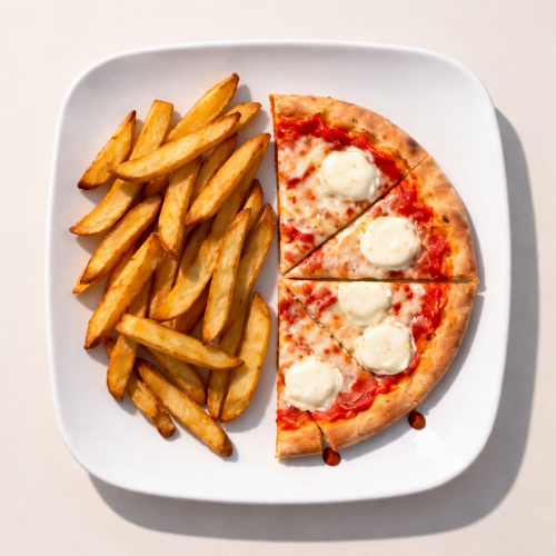 1/2 Pizza & Chips With 1 Topping 